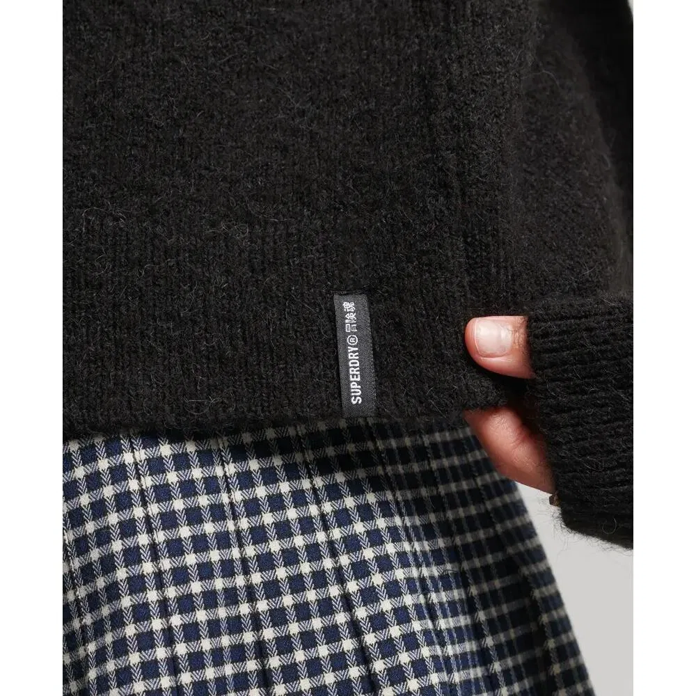 Женский свитер с высоким воротником Vintage Essential Superdry, Schwarz — фото 4