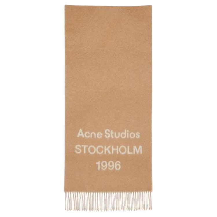 

Acne Studios Шерстяной шарф с логотипом, Beige