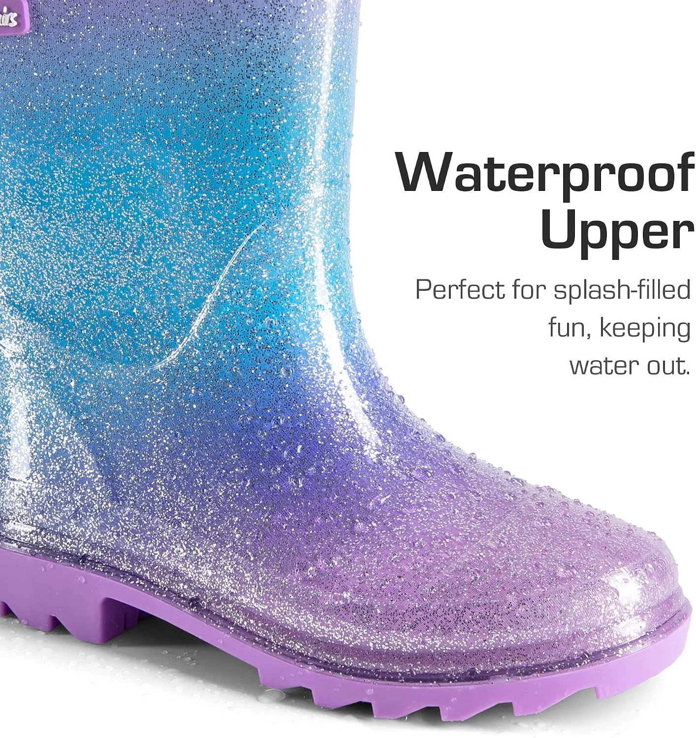 Детские резиновые сапоги с блестками для девочек и мальчиков DREAM PAIRS, Purple/Pink/Blue — фото 3
