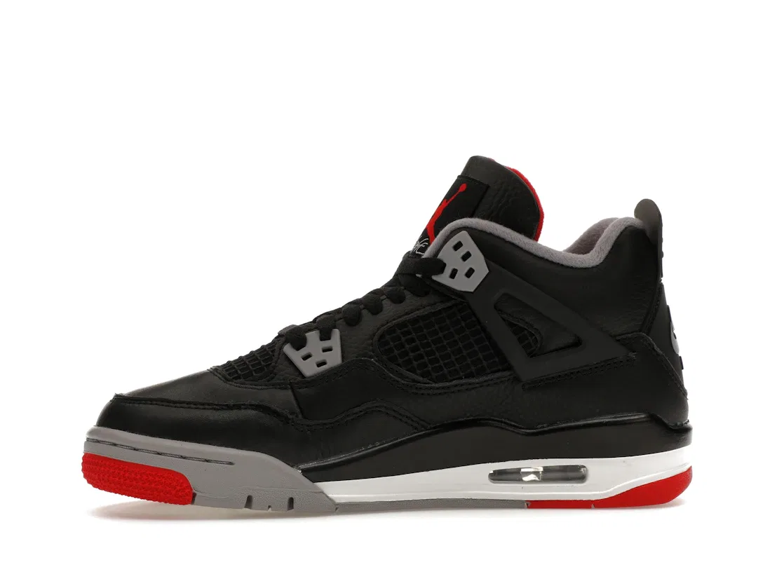 Детские кроссовки с кожаным верхом Jordan 4 Retro, Black/Cement Grey/Varsity Red/Summit White — фото 3