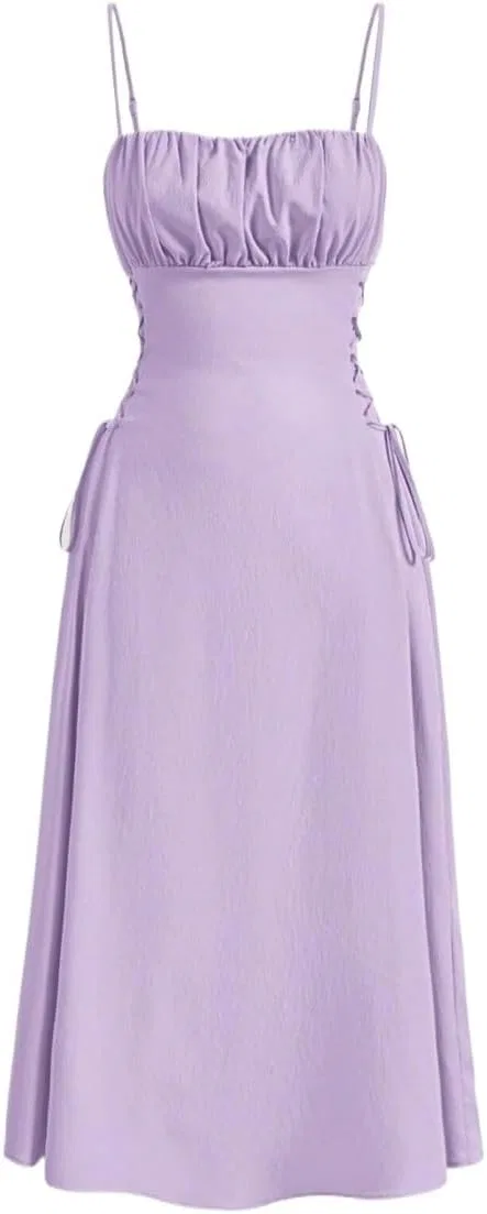Женское миди платье с асимметричным вырезом, Mauve Purple