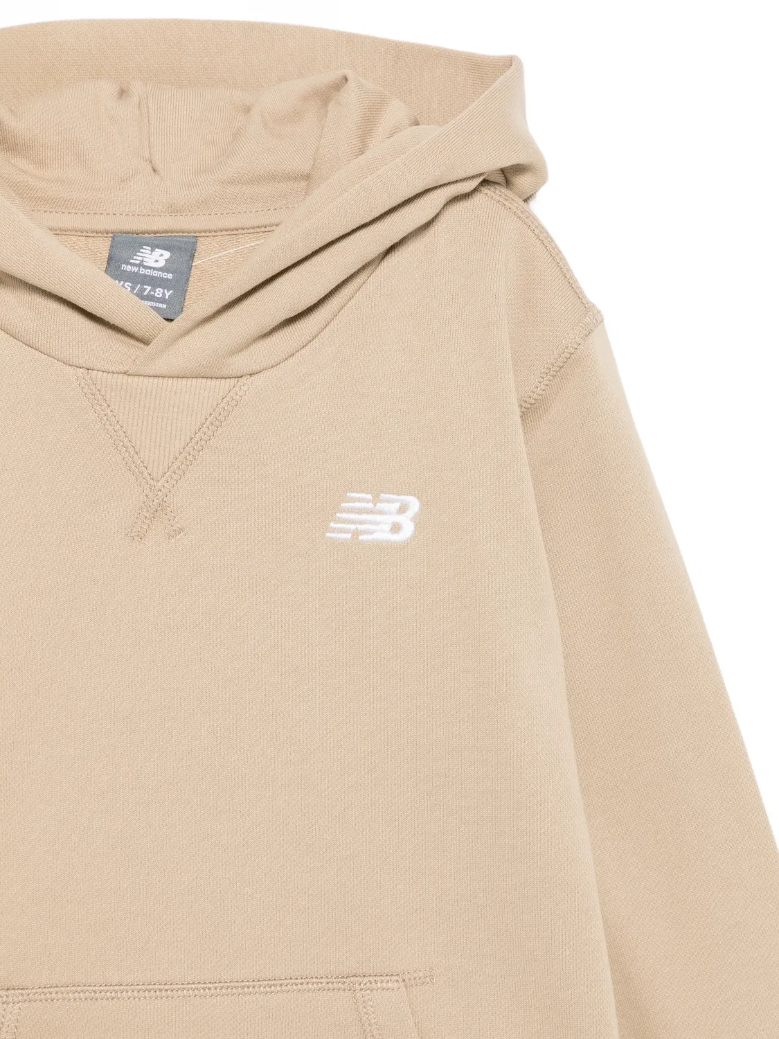 Худи с карманом-муфтой и вышитым логотипом New Balance Kids, нейтральные цвета — фото 3