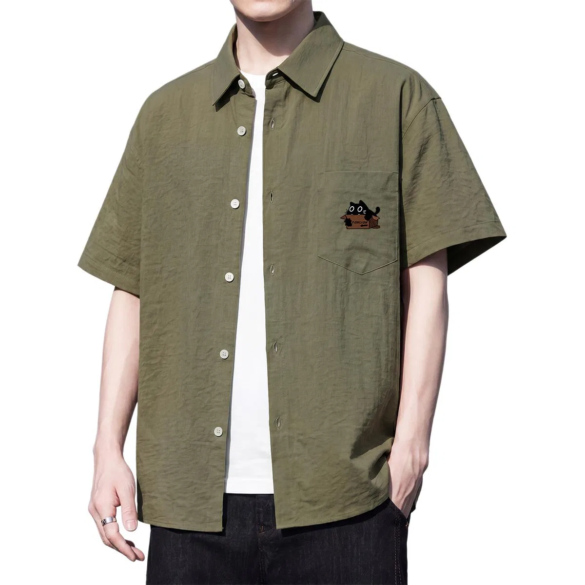 Детская рубашка с воротником и коротким рукавом Tonlion, Army Green