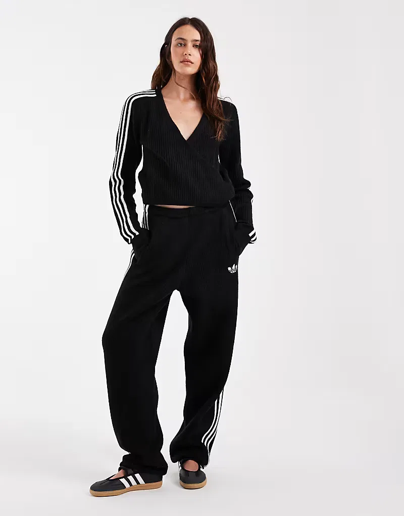 Вязаный кардиган-накидка Adidas Originals x Jennie, черный — фото 2