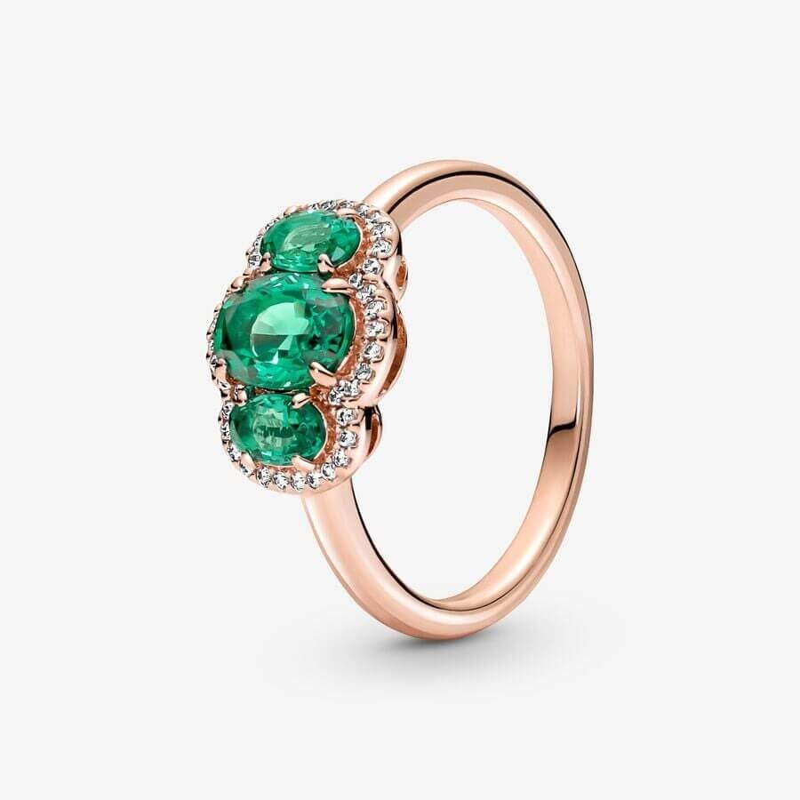 

Кольцо Pandora Timeless Three Stone Vintage, розовое золото/зеленый