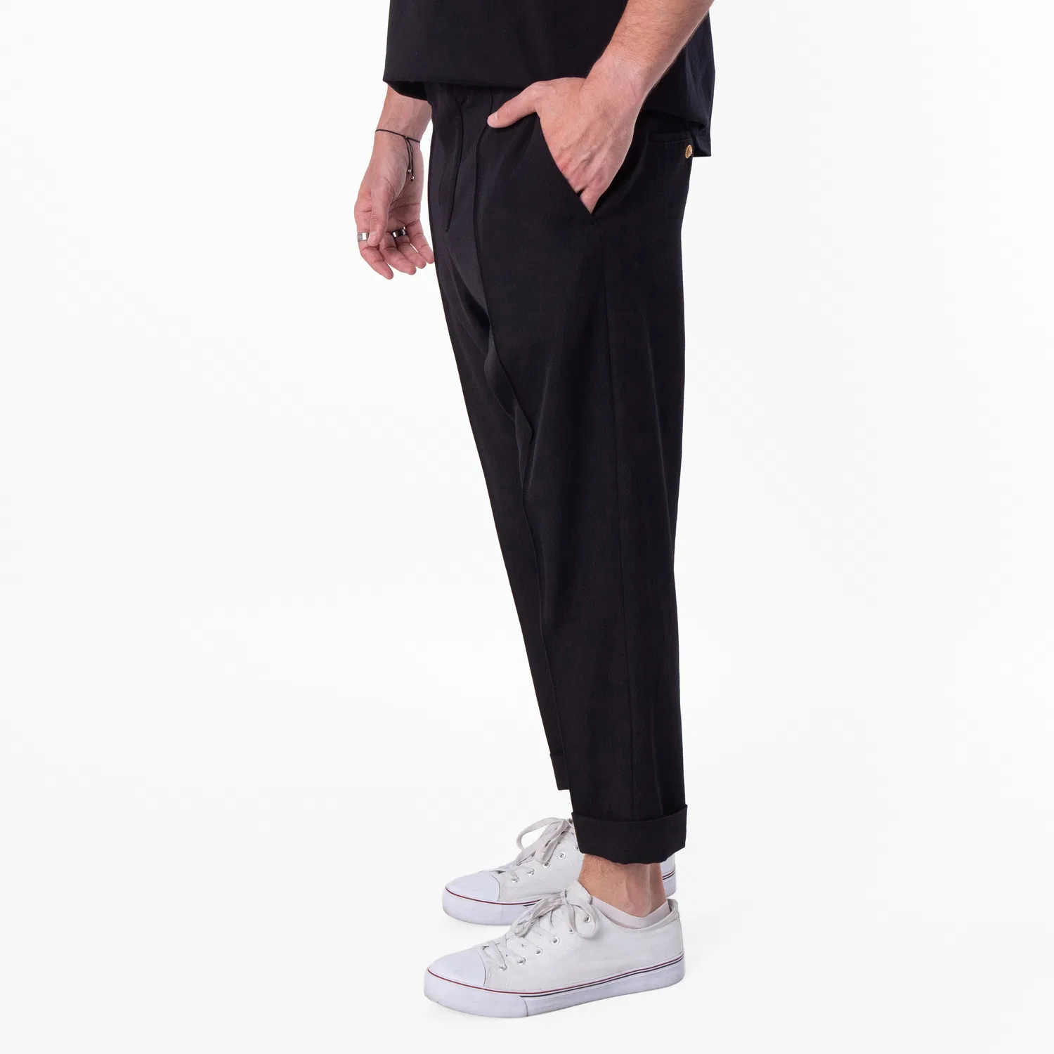 Брюки шерстяные свободного кроя Tailored Slouch Balmain, Noir — фото 2