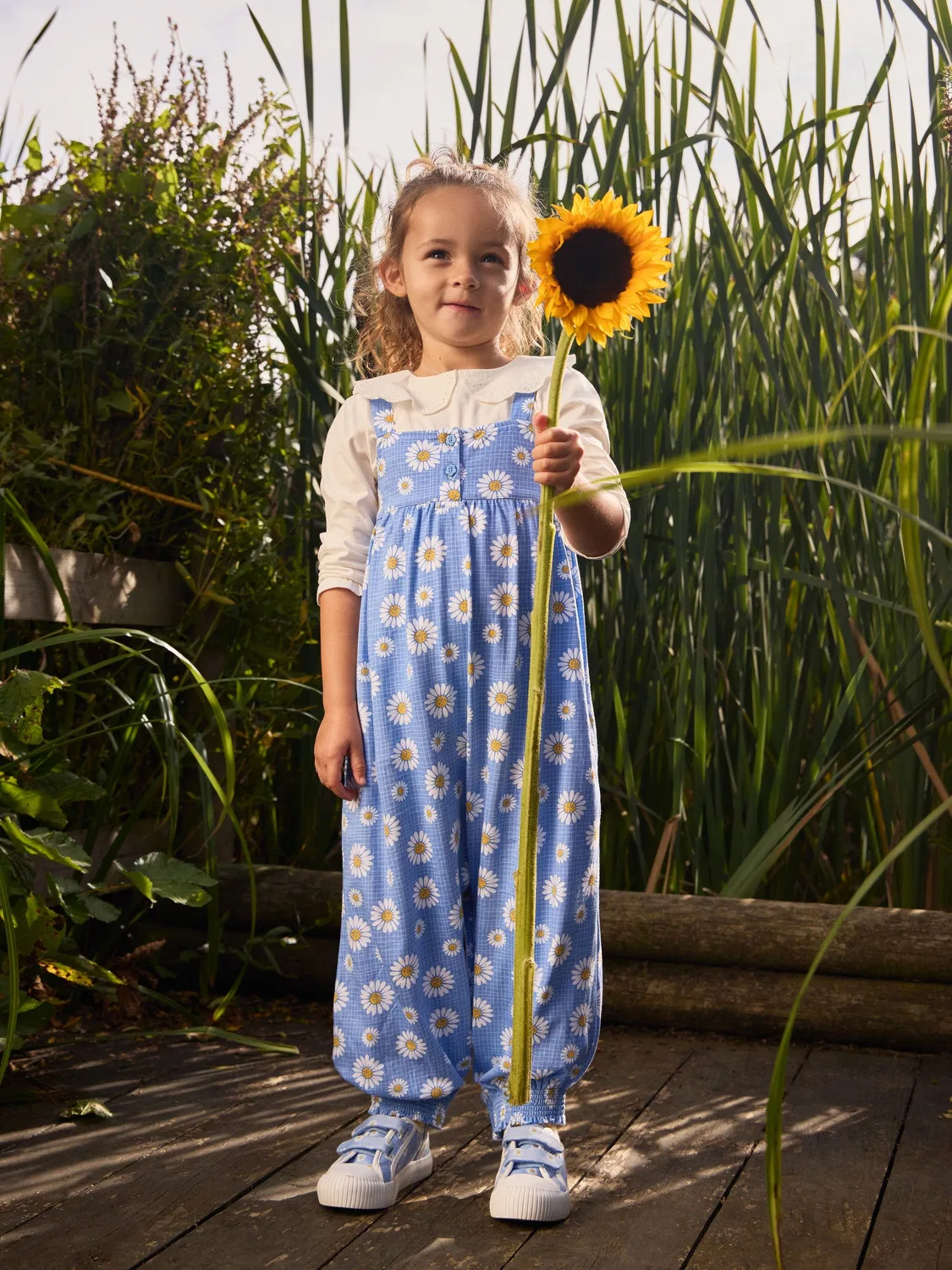 Комбинезон с принтом Blue Daisy, JoJo Maman Bébé, голубой