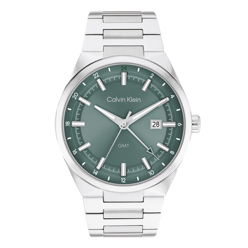 

Calvin Klein Мужские часы кварцевый механизм стальной браслет зеленый циферблат