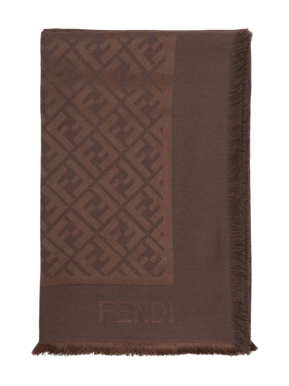 

Шарф из шелка с монограммой FF FENDI, коричневый