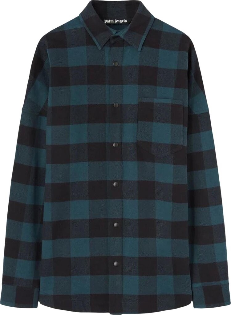 

Рубашка Palm Angels Classic Logo Overshirt 'Green/White', зеленый