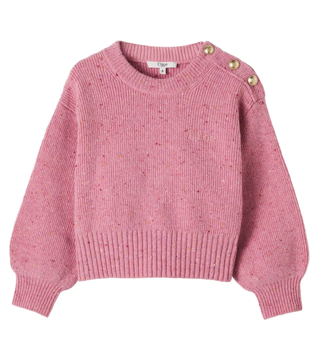 Свитер из шерстяной смеси с украшениями Chloé Kids, розовый
