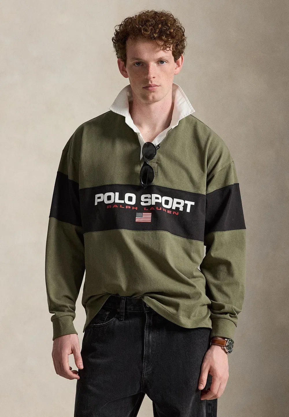 Свободная спортивная рубашка-поло для регби с длинными рукавами Polo Ralph Lauren, Cruise Olive/Black Boot — фото 4