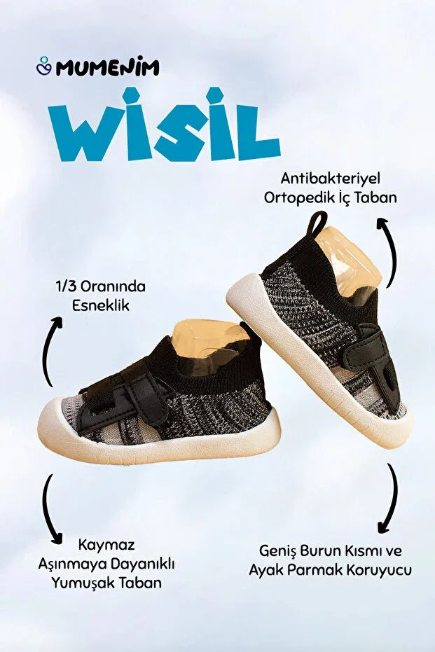 Детские туфли для девочек с ортопедической стелькой Wisil Mumenim, Black — фото 2