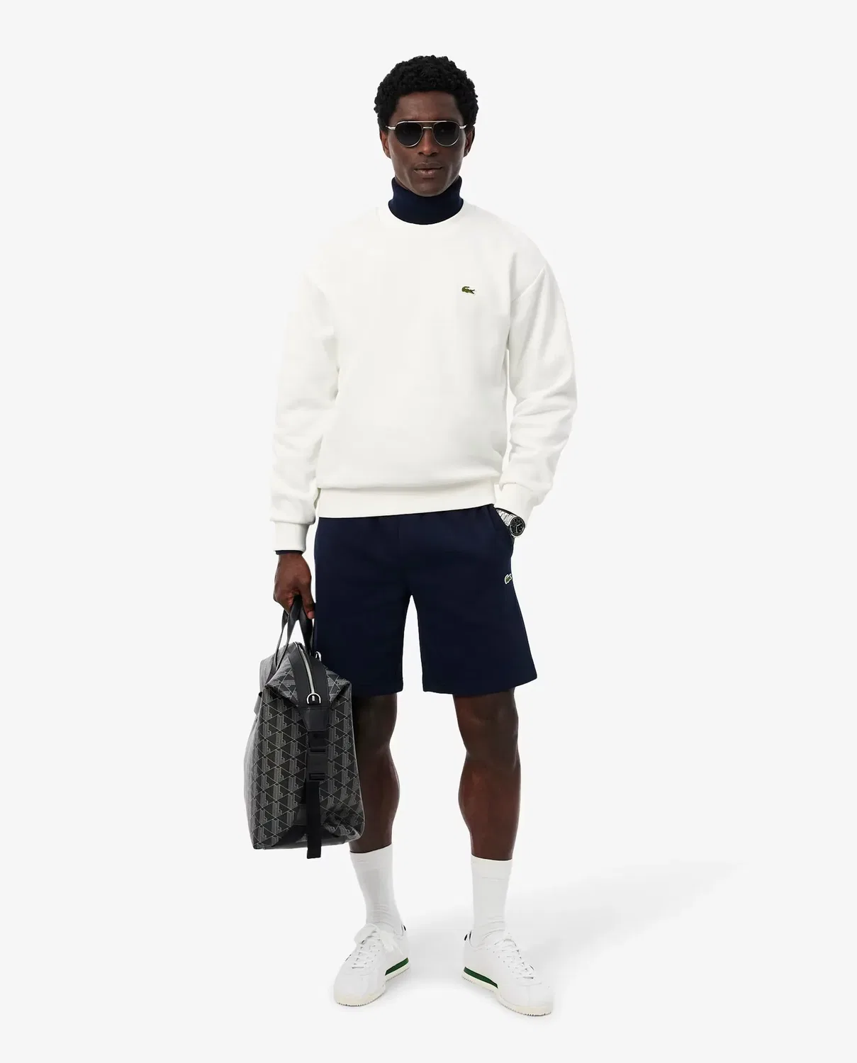 Мужская толстовка из футера с длинным рукавом Lacoste, Blanco — фото 4