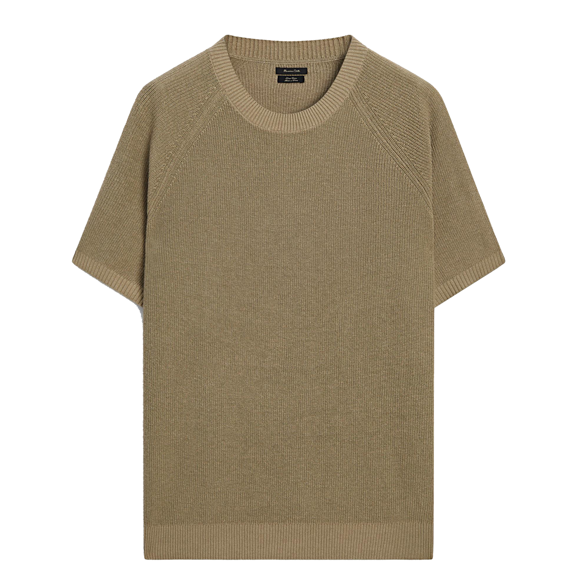 

Футболка Massimo Dutti Knit cotton and linen blend, серо-коричневый