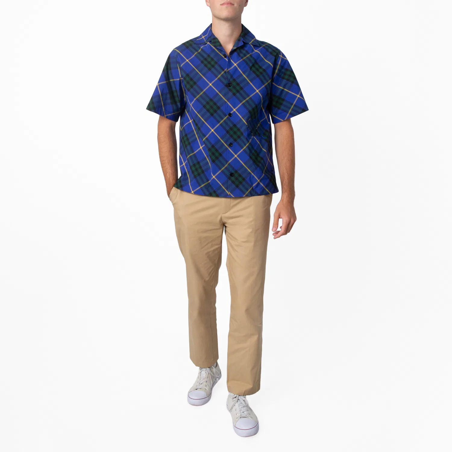 Рубашка с коротким рукавом EKD Check Cotton Poplin Shirt Burberry, Bright Navy Ip Chk — фото 4