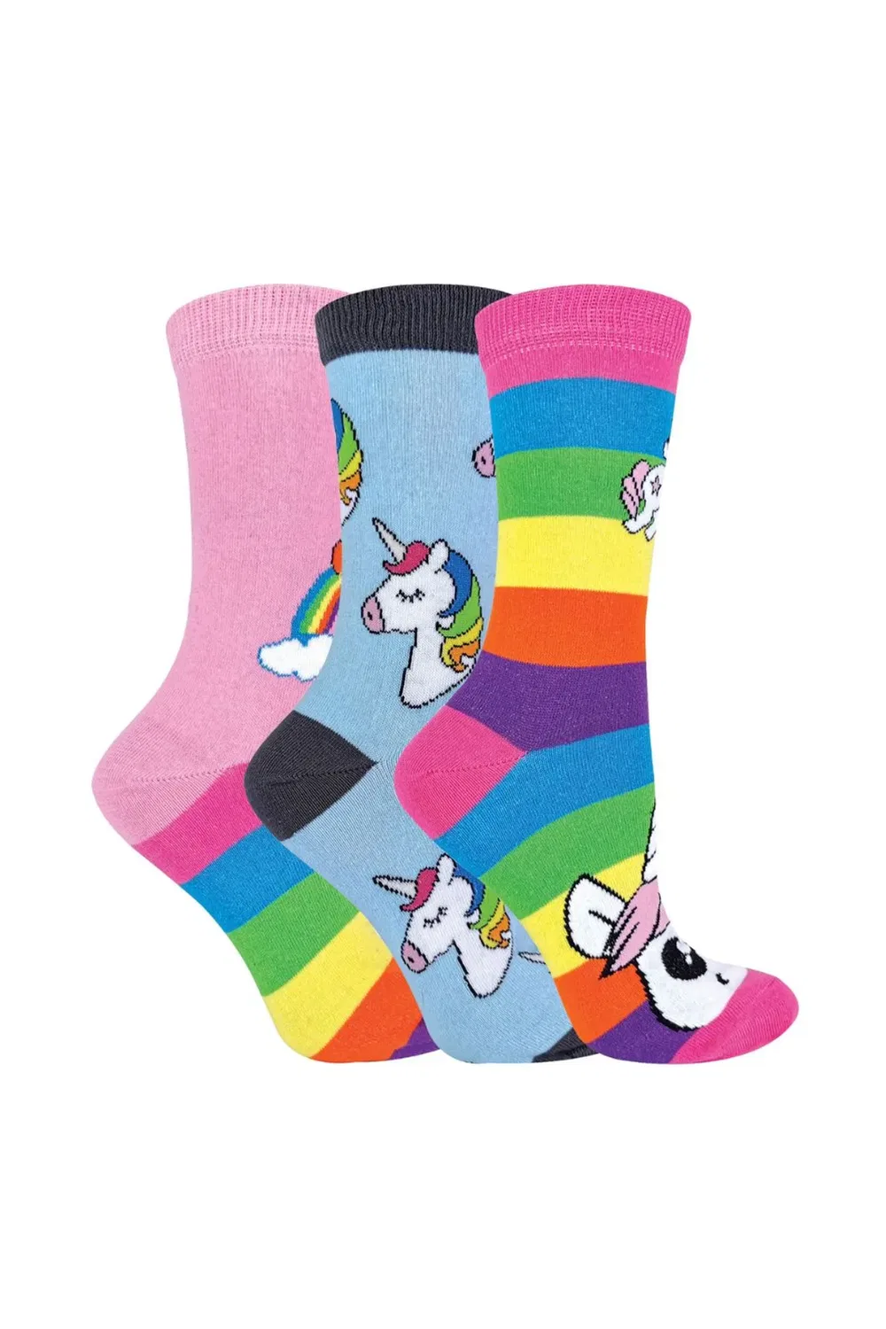 Детские носки с принтом Unicorn Striped Rainbow Design, Sock Snob, Multi — фото 2