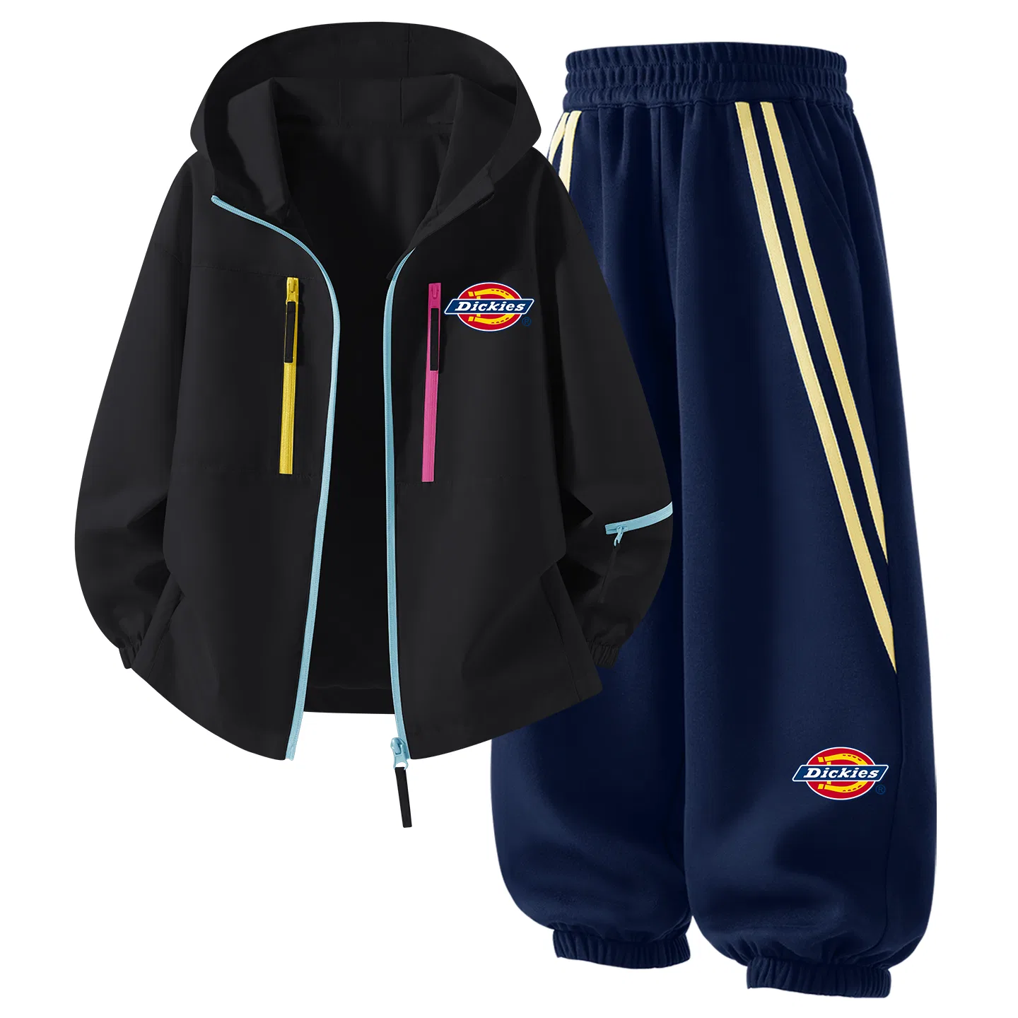 Детский спортивный костюм с капюшоном Dickies, Silicone Standard K Dailu Black+Standard Thick K_Right Side Lower Navy