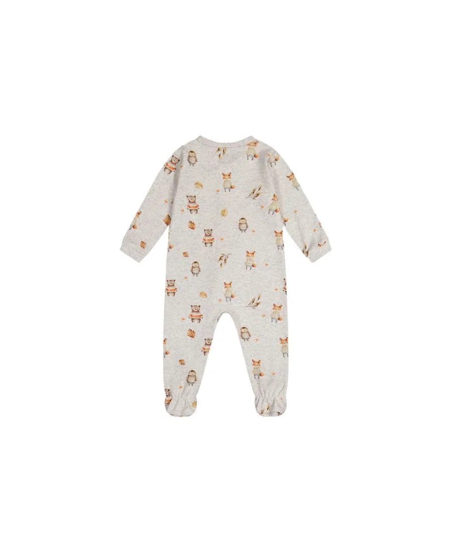 Детский боди-комбинезон с принтом Deux par Deux, Beige Animal Print — фото 2