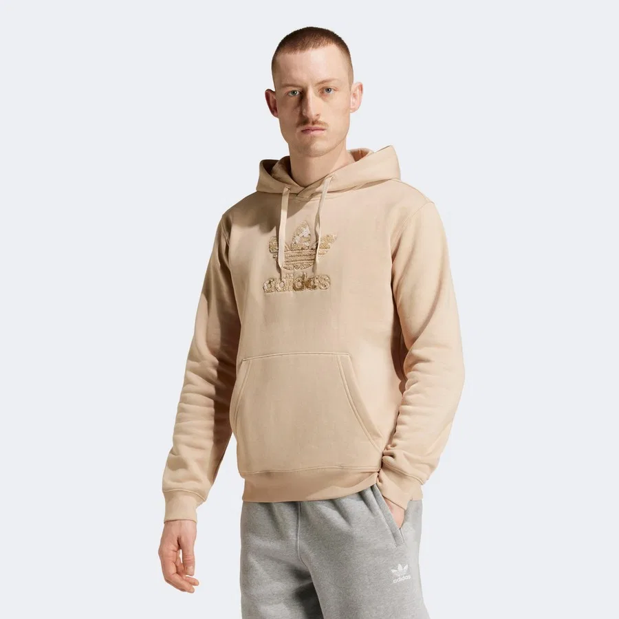 Мужской свитшот с капюшоном и принтом Camo adidas, Бежевый