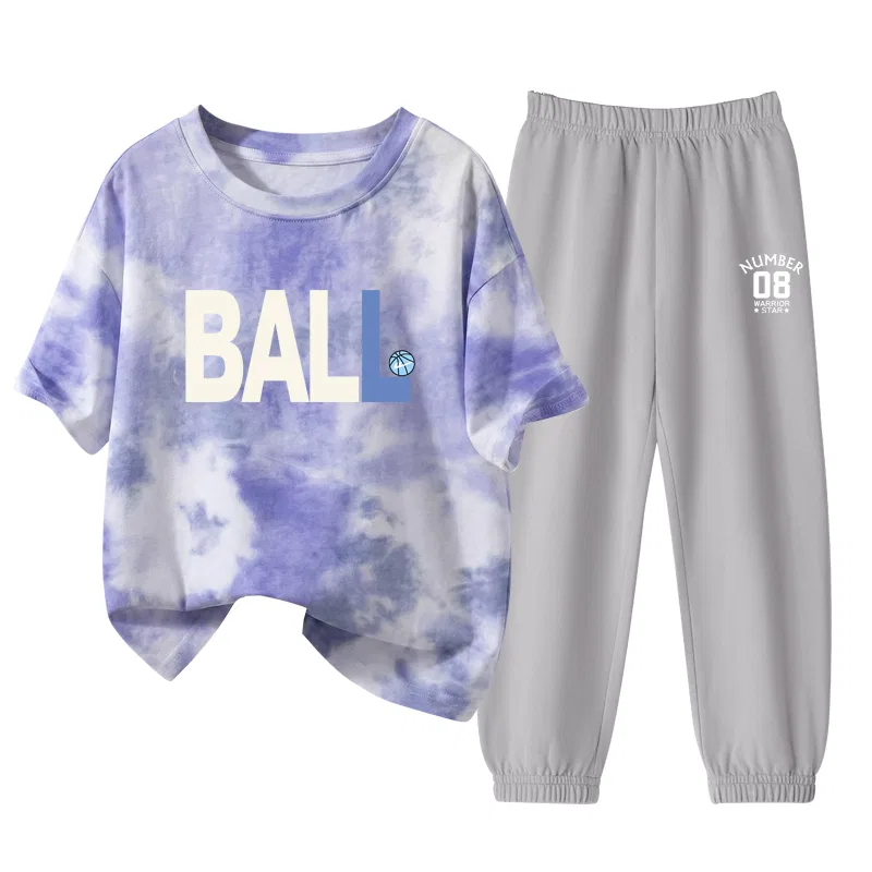Детский спортивный комплект с принтом Basketball Letter, Purple/H Basketball Letter-Gray/H08K, WARRIOR