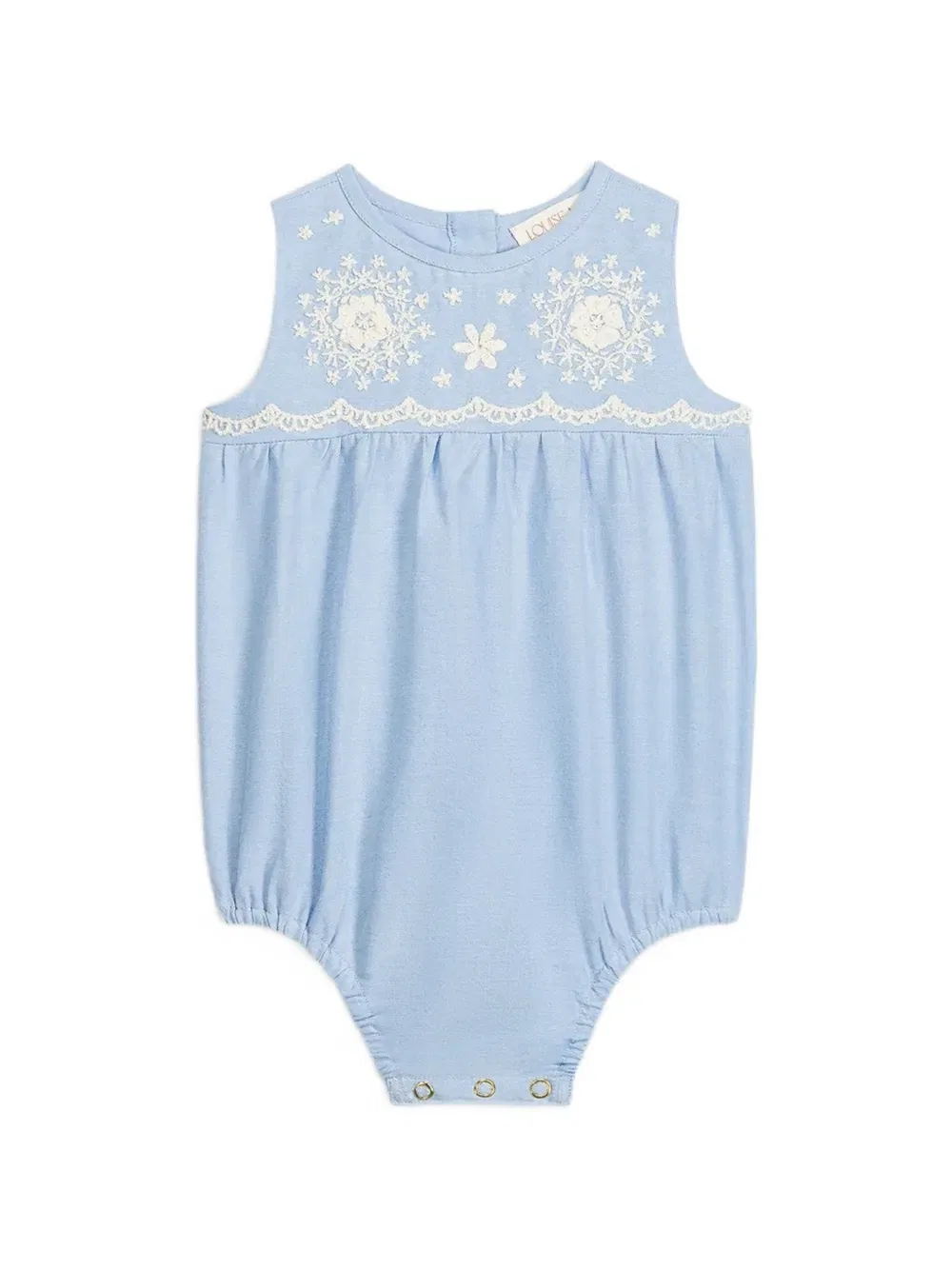 Комбинезон Nushan с вышитой кружевной отделкой Louise Misha Kids, синий