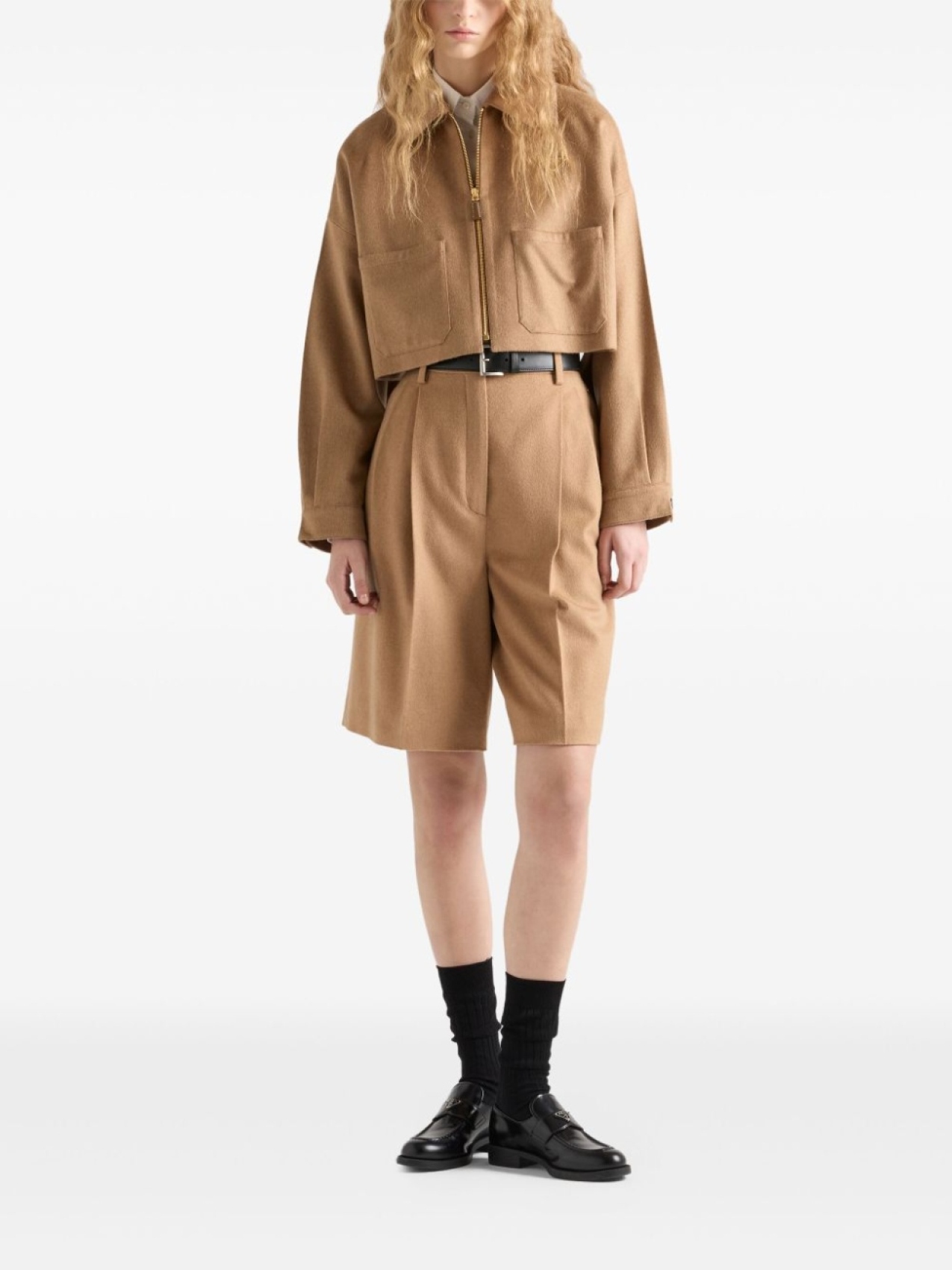 Куртка Prada из верблюжьей шерсти, коричневый