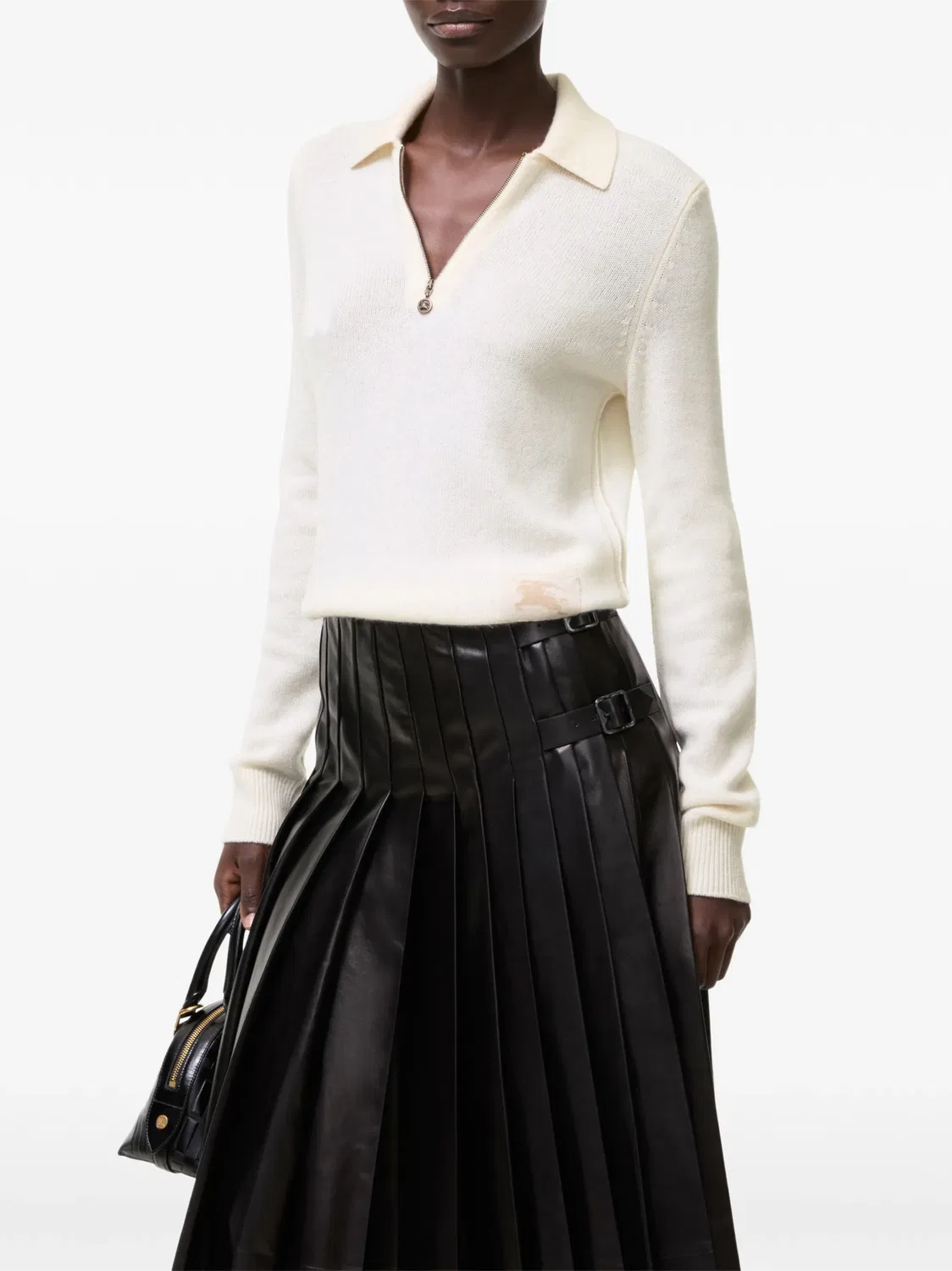 Кашемировая рубашка поло с длинными рукавами Burberry, нейтральные цвета — фото 2