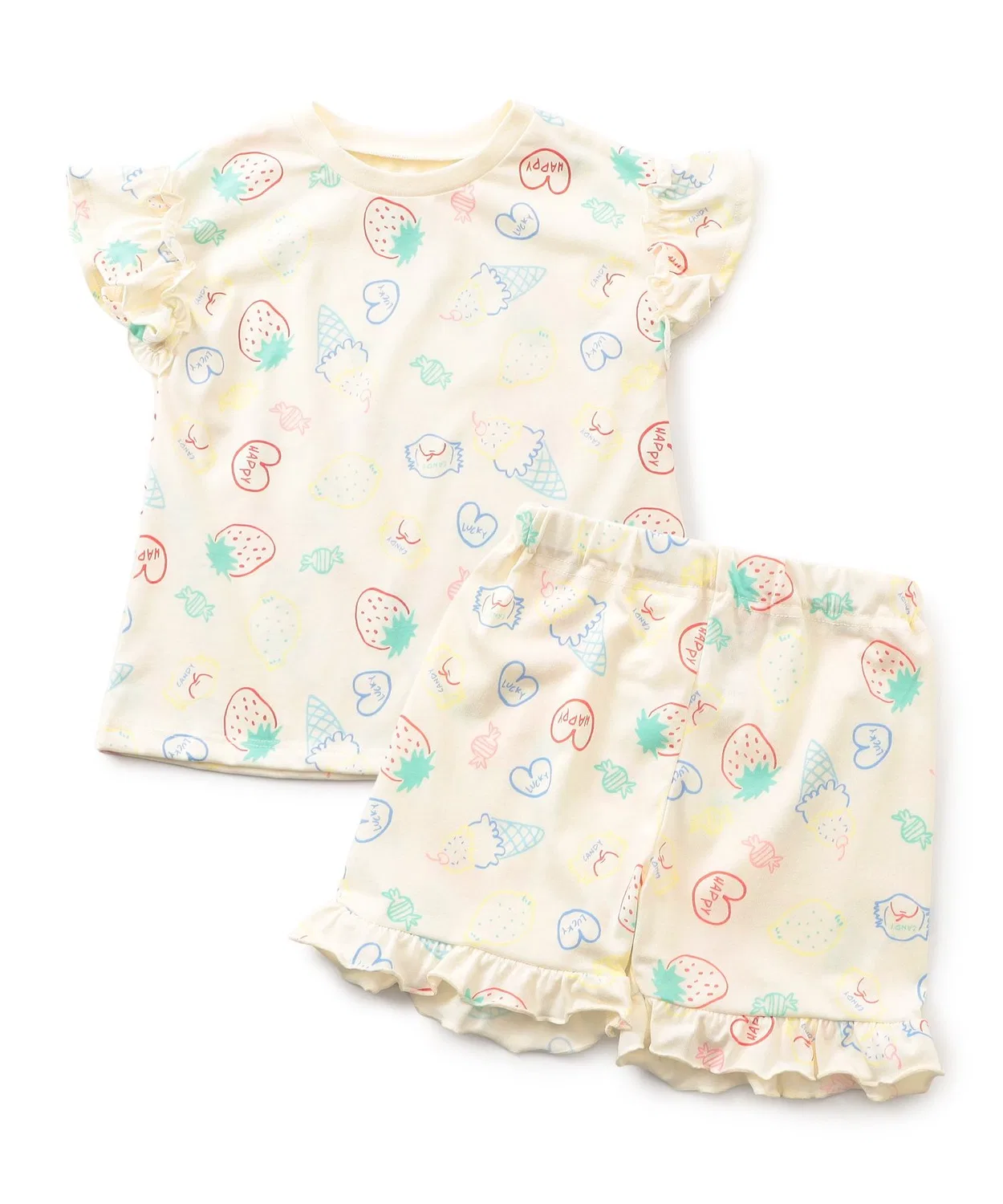 Детская пижама для девочек с принтом, с коротким рукавом BREEZE, Off White