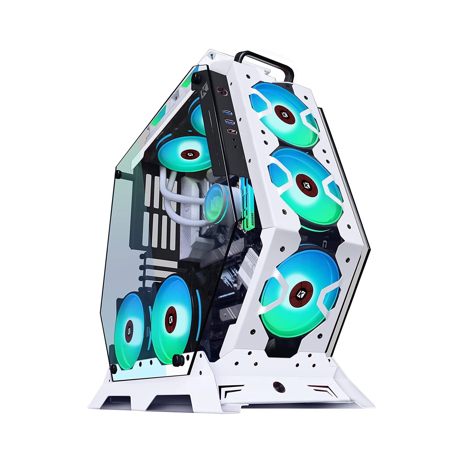 

Корпус KEDIERS C570, ATX/Micro-ATX, Mid Tower, открытый, белый