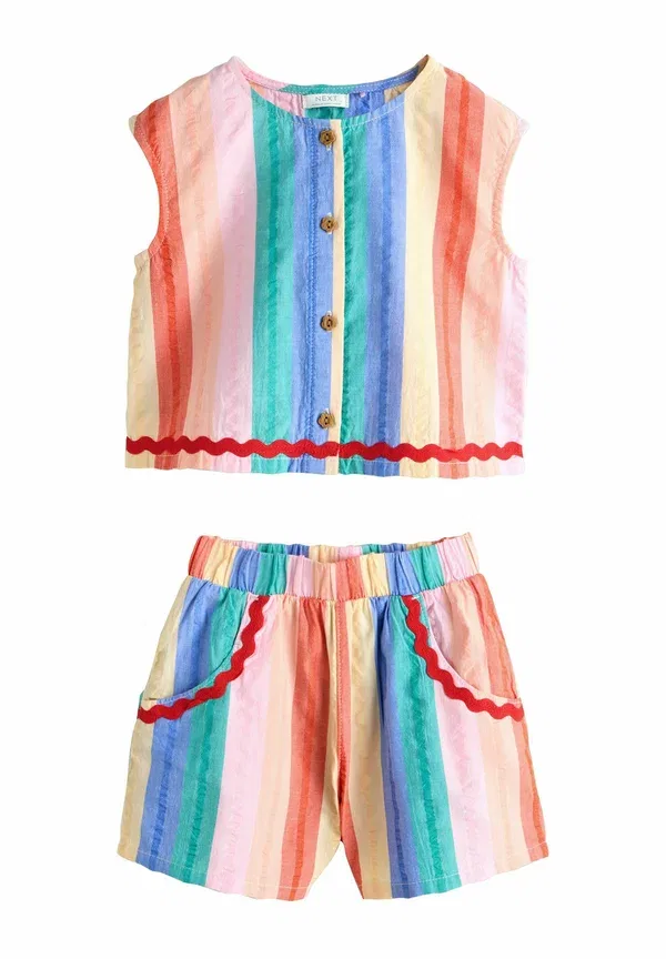 Комплект из топа и шорт хлопковый Regular fit sleeveless set Next, Rainbow check ric rac