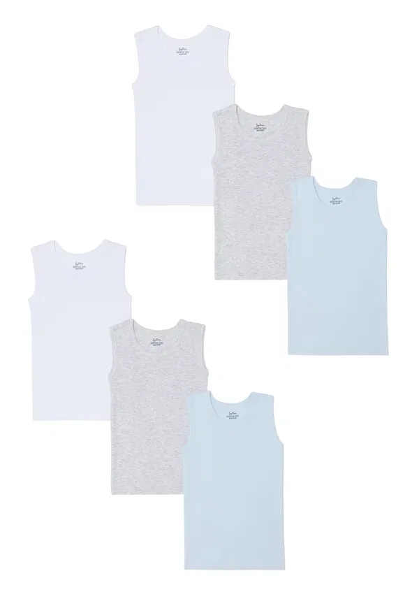 Комплект из 6 маек, хлопок, Ovs, Light Blue Grey, светло-голубой/серый
