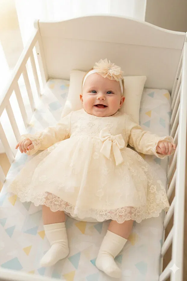 Детское платье для девочек с длинным рукавом Miniday Baby, Beige