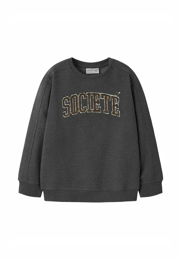Свитшот свободного кроя Sweat regular fit Name It dark grey melange, темно-серый