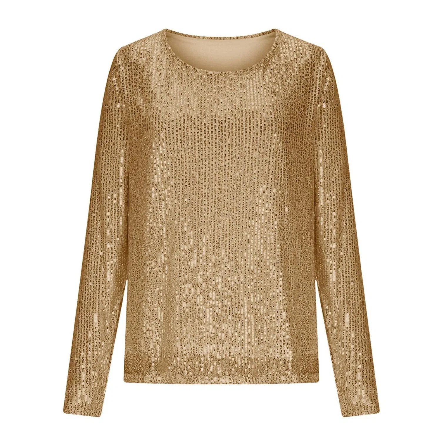 Женская блестящая блузка с длинным рукавом Sequin Tops, 1b-gold — фото 3