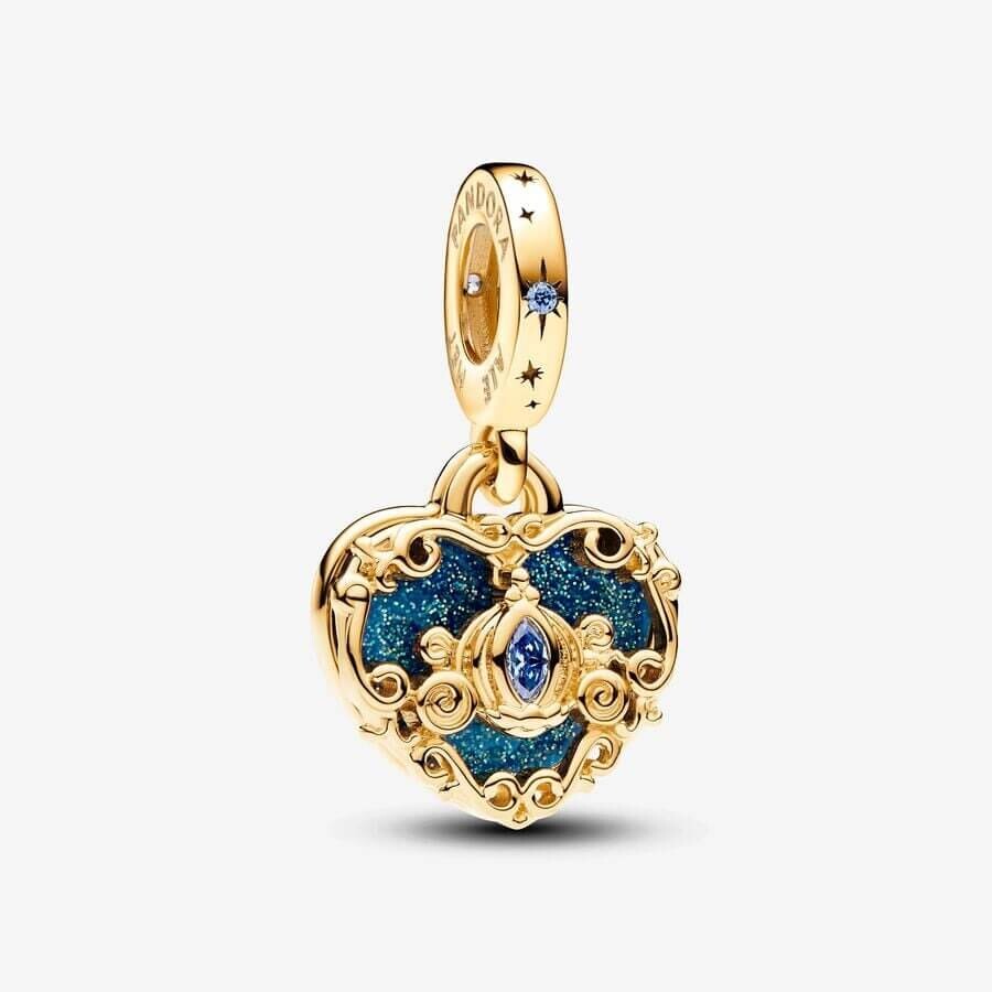 

Шарм-подвеска Pandora x Disney Cinderella's Carriage & Heart Double, золото/синий