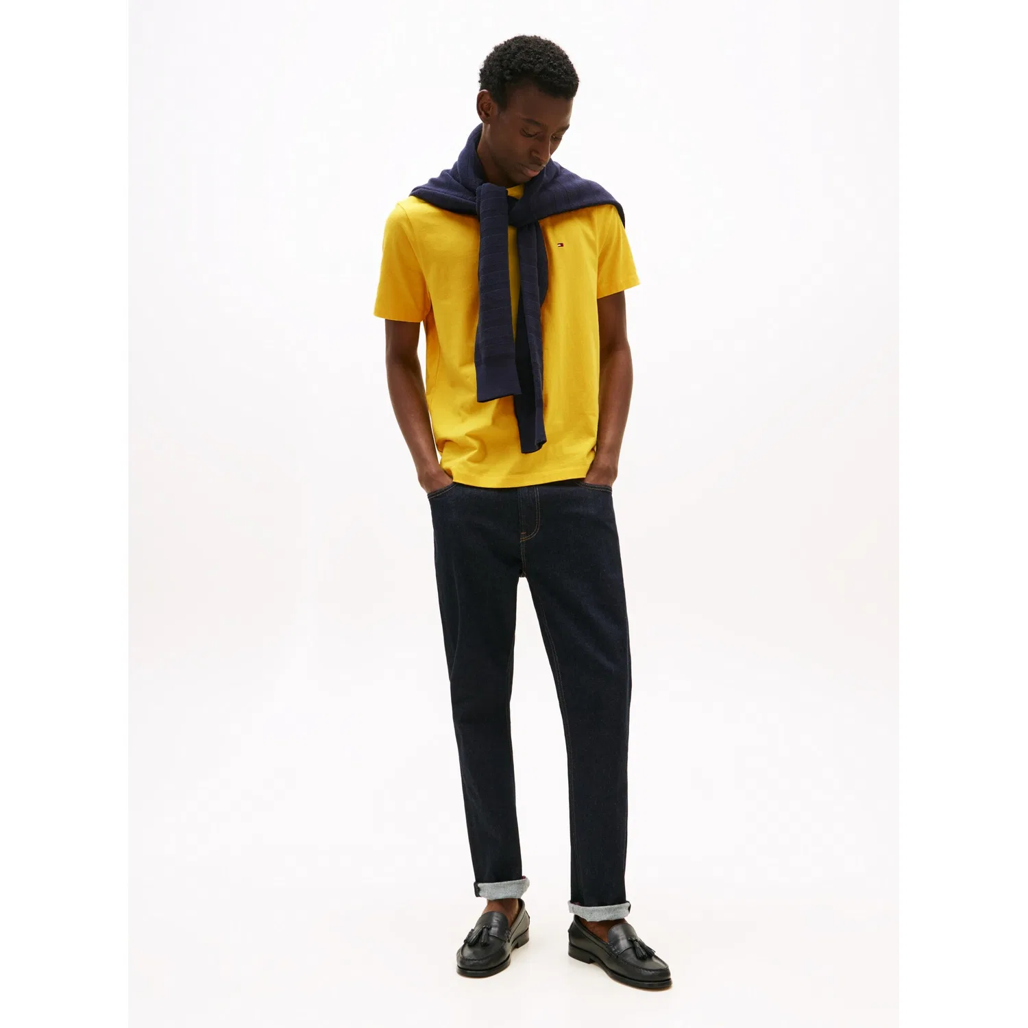 Мужская хлопковая футболка с логотипом Tommy Hilfiger, Yellow — фото 3