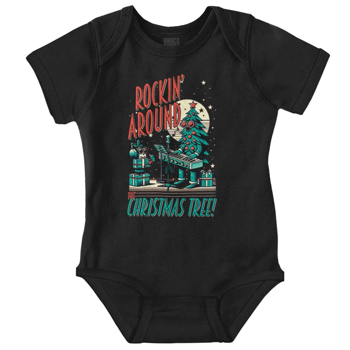 Детское боди для мальчиков с коротким рукавом Rocking Around The Christmas Tree Brisco Brands, Black