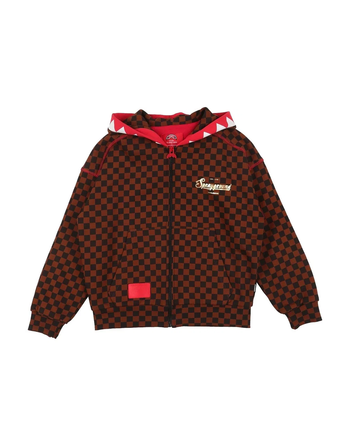 Детская флисовая кофта с капюшоном на молнии Sprayground, коричневый