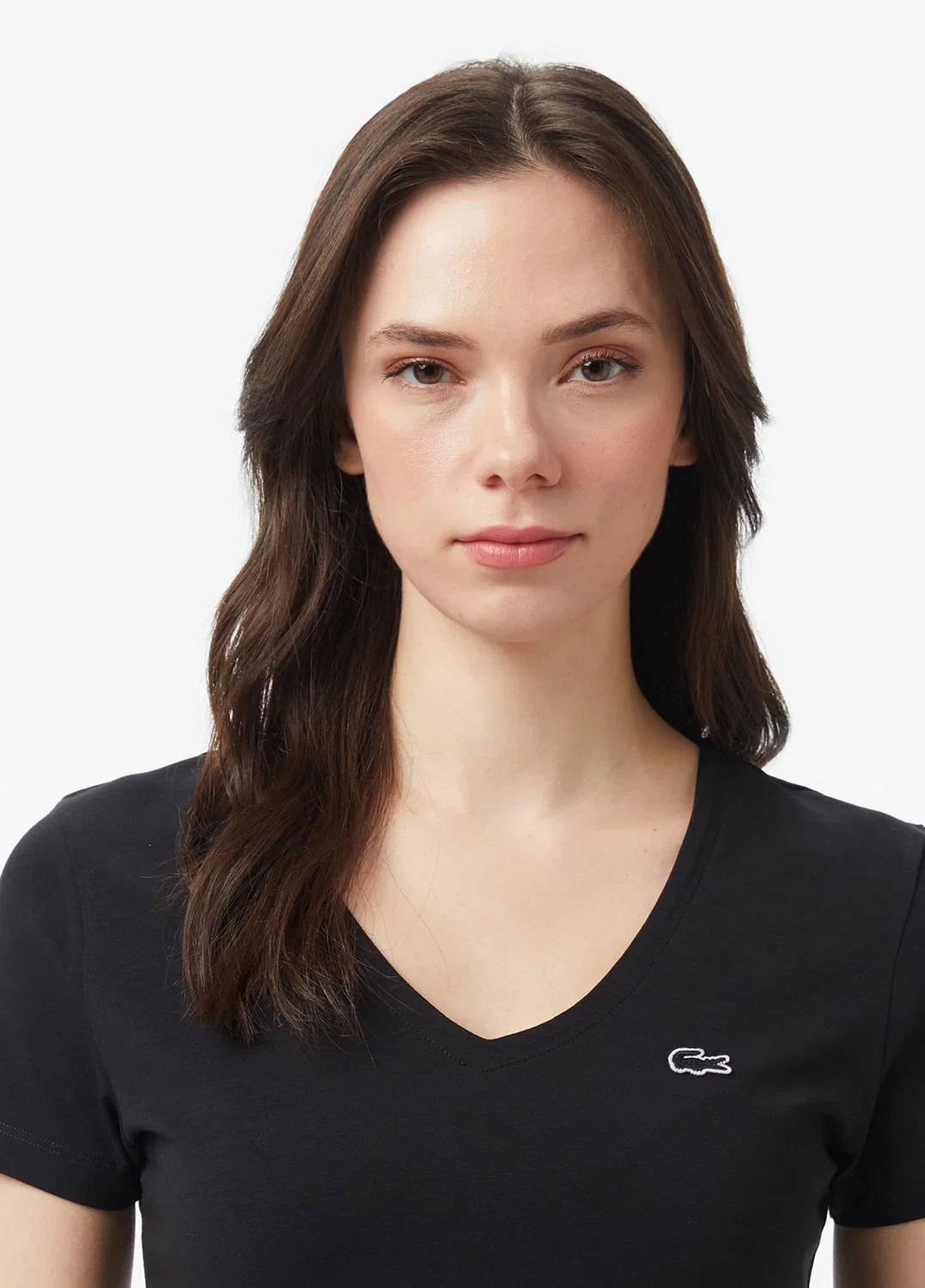 Футболка Lacoste V-образным вырезом Slim Fit, черная — фото 2