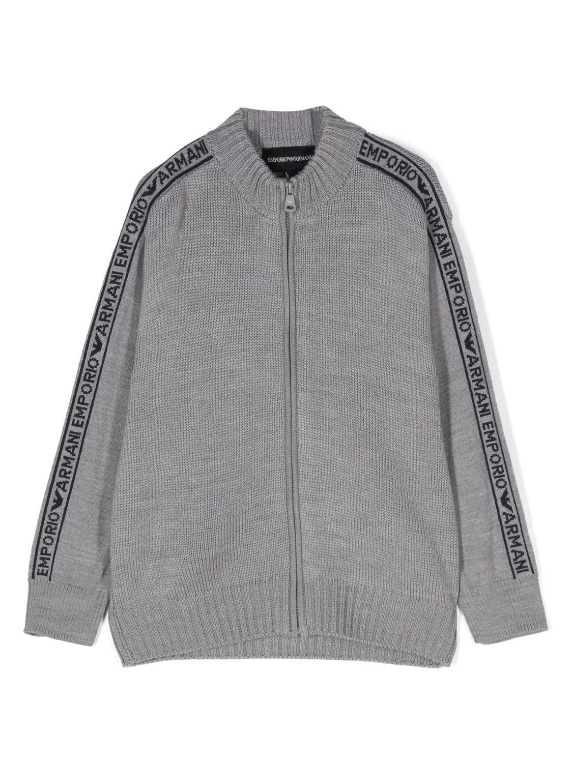 Свитер на молнии с логотипом Emporio Armani, серый