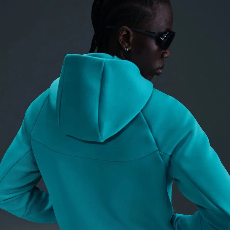 Свитшот спортивный с капюшоном, модель Tech, Nike, Кремово-зелено-черный — фото 3
