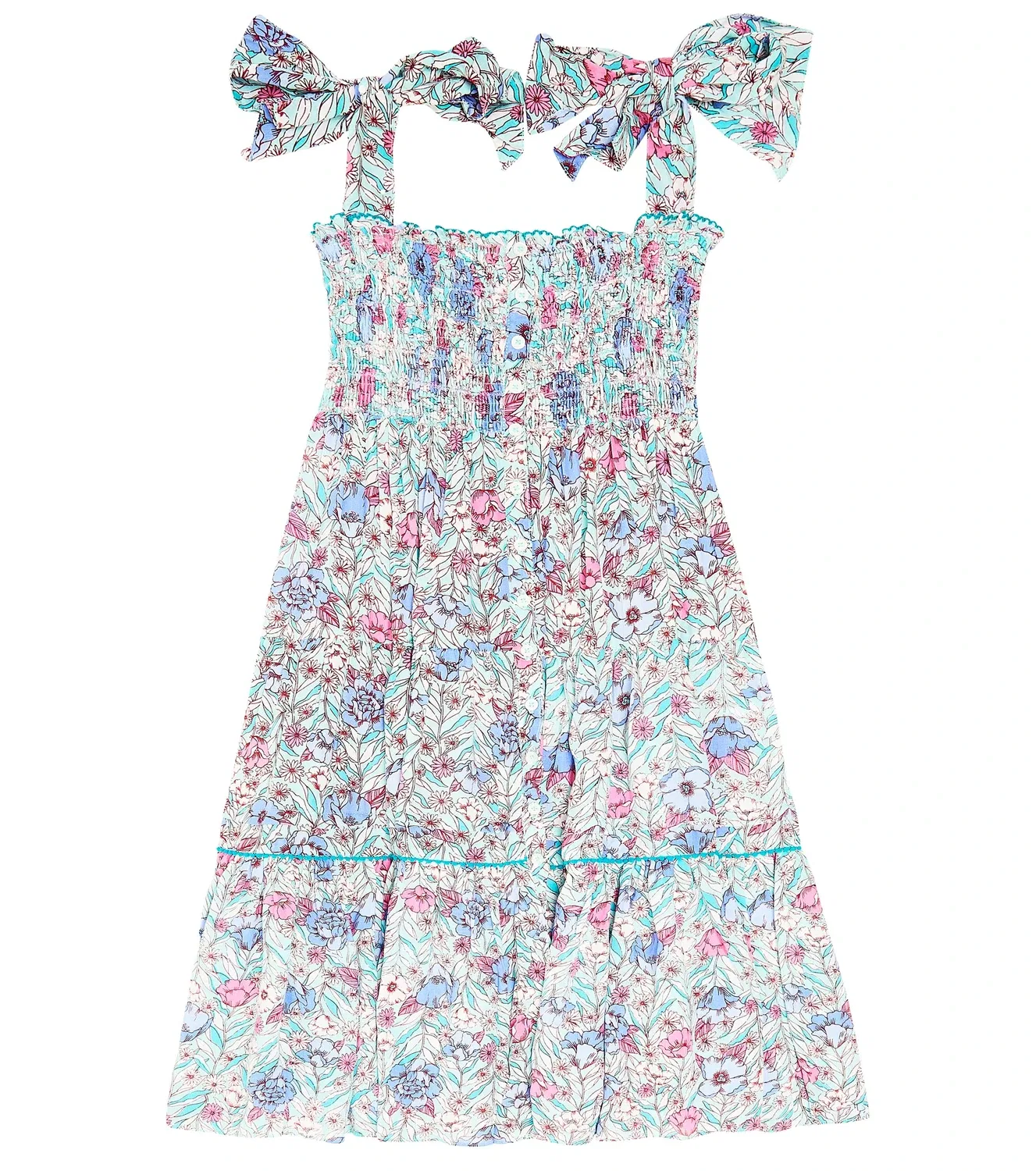 Платье с цветочным узором Poupette St Barth Kids, синий