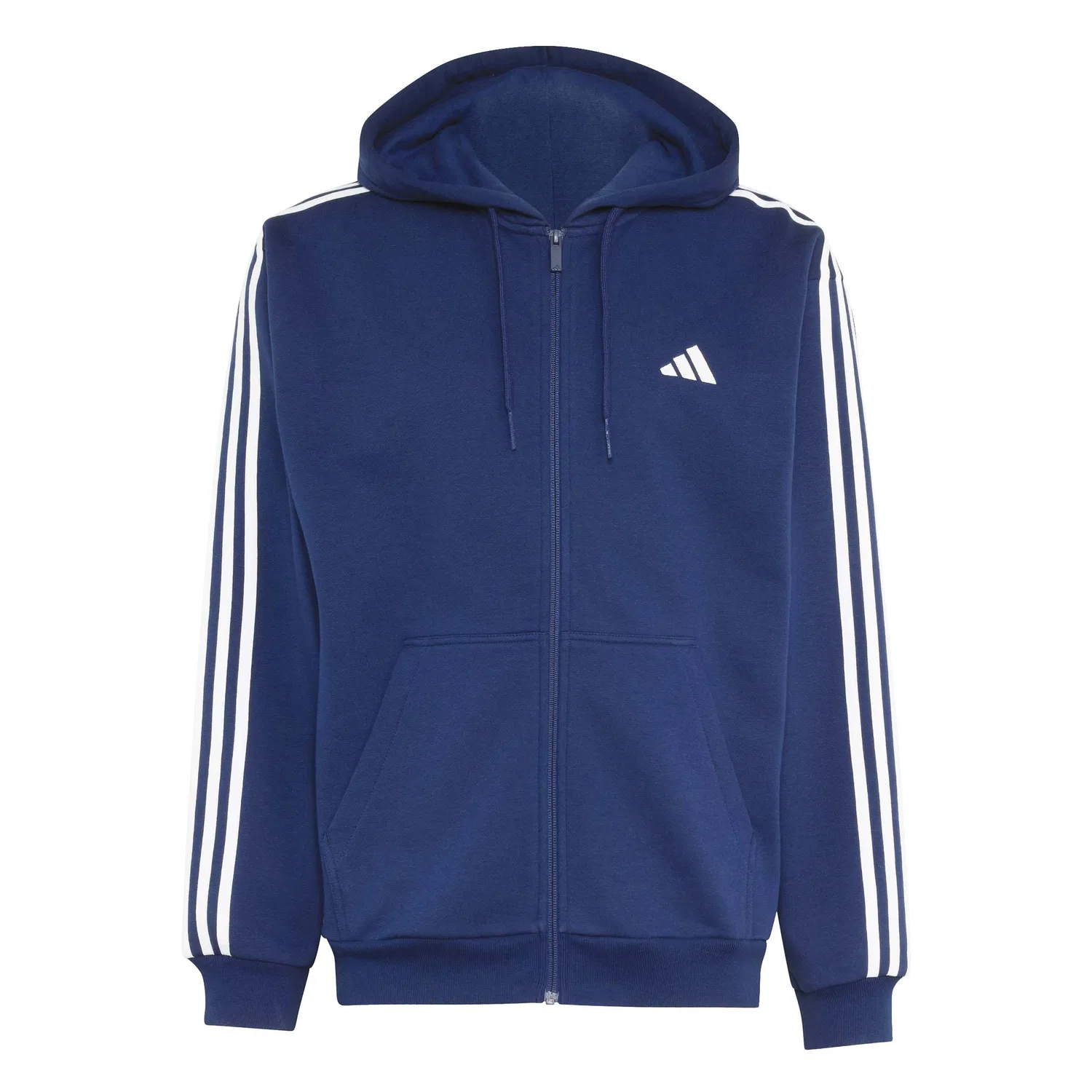 Мужской худи на молнии с флисом и тремя полосками adidas, Team Navy Blue 2/White