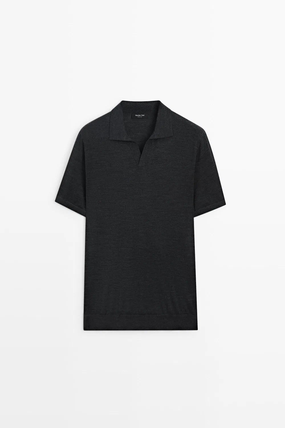 Рубашка-поло Massimo Dutti Short Sleeve Wool Blend Knit, угольно-серый — фото 2