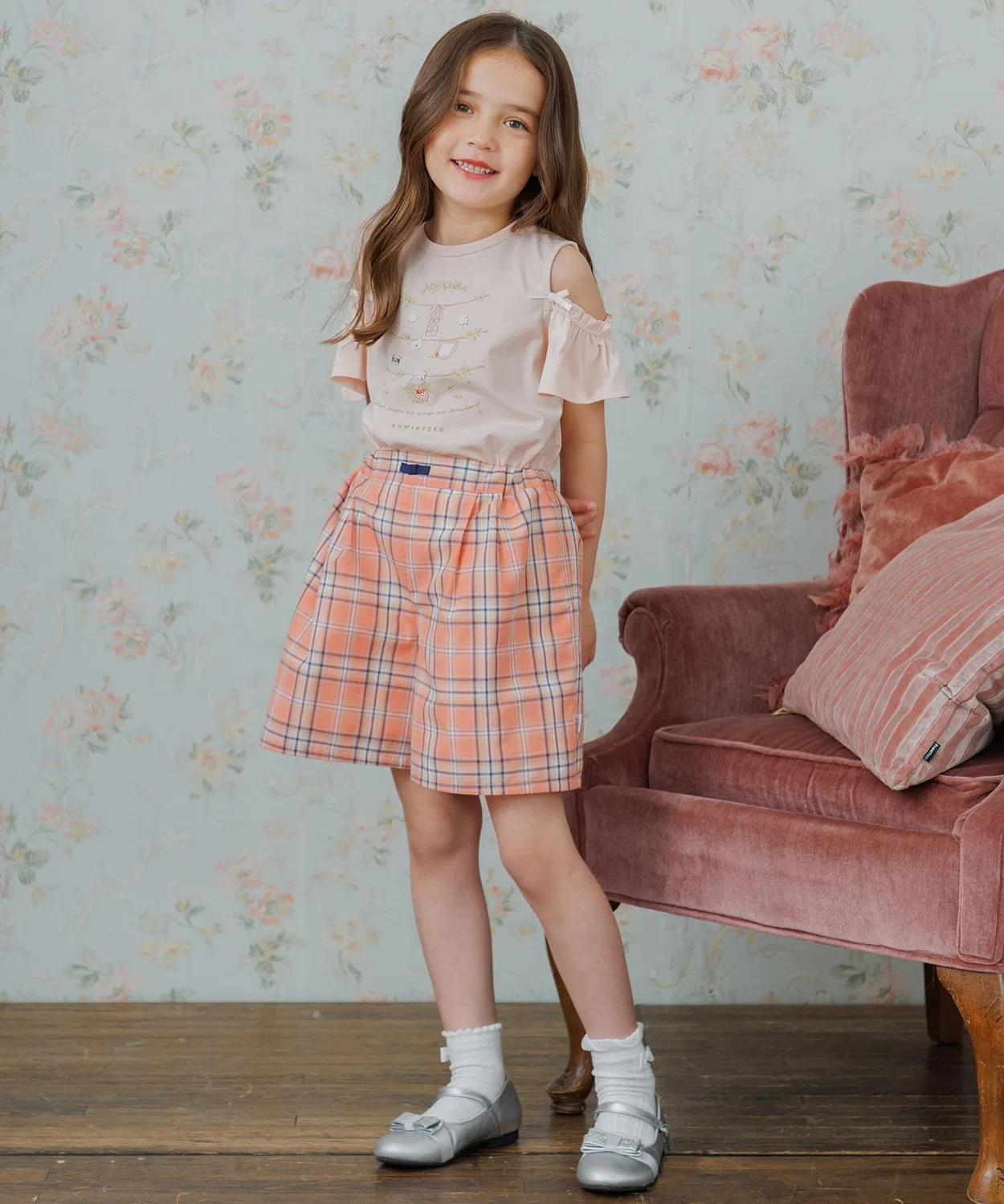 Детская футболка с длинным рукавомFruit Basket Print Kumikyoku KIDS, Peach — фото 4