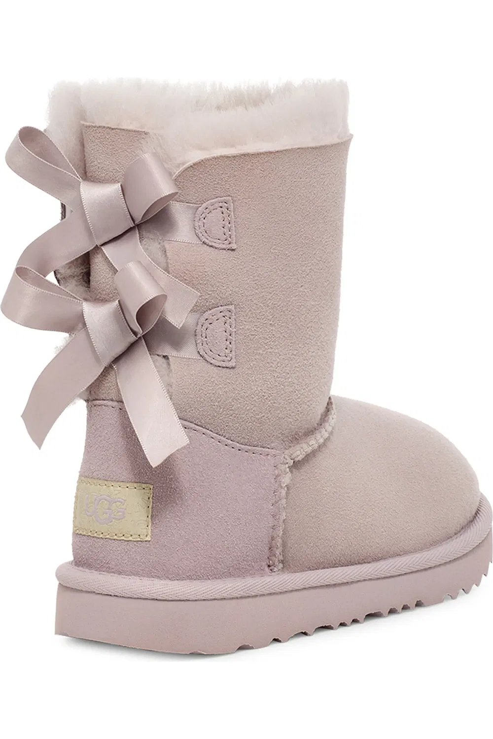Детские сапоги на плоской подошве с двумя бантами Bailey Bow II UGG, Pale Smoke — фото 2