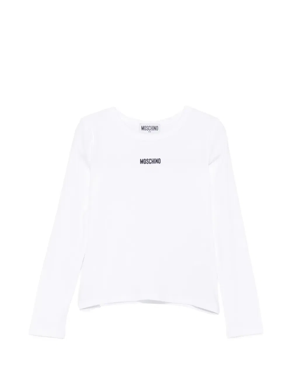 Футболка в рубчик с логотипом Moschino Kids, белый
