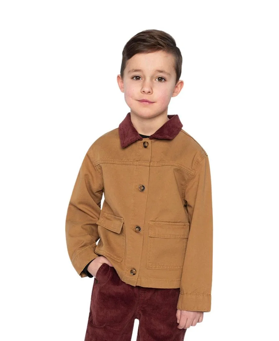 Детская куртка-бомбер Varsity League Deux par Deux, Brown Printed Thrush — фото 3