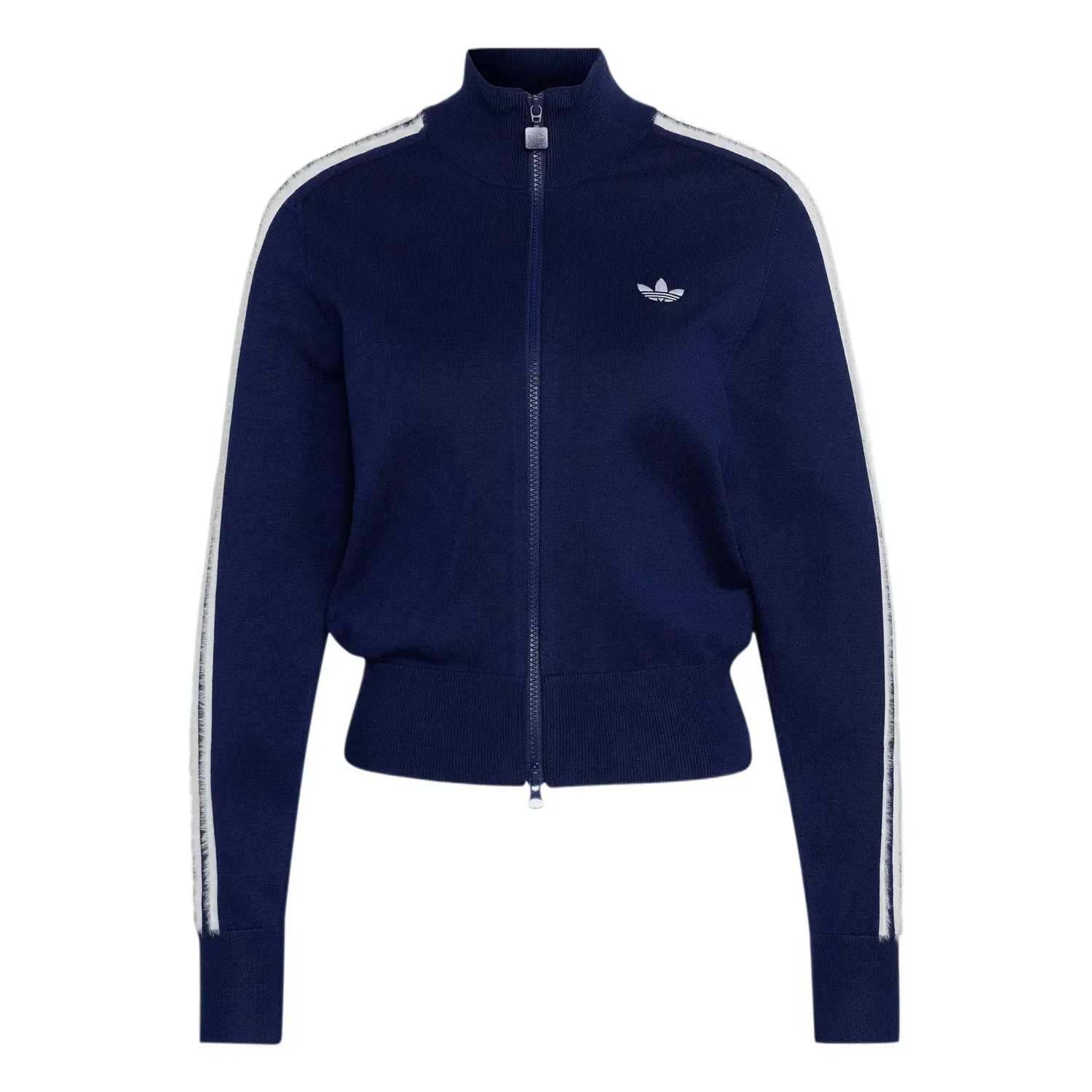 Женское пальто с воротником-стойкой умеренного прямого кроя Dark Blue/White Adidas Originals, Темно-синий/Белый
